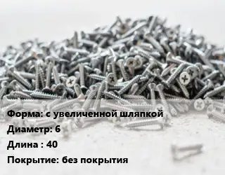 Шуруп с увеличенной шляпкой 6х40 без покрытия